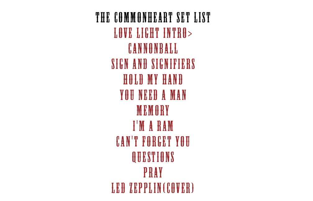 Commoheart setlist